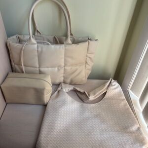Sale! New Ulta Crème Tote Bag, Shoulder Bag & Cosmetic Bag 3 Piece Set